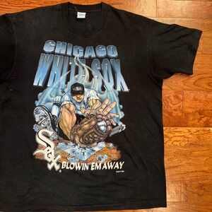 Vintage 1994 Chicago White Sox Caricature Blowin Em Away MLB Baseball T-Shirt XL